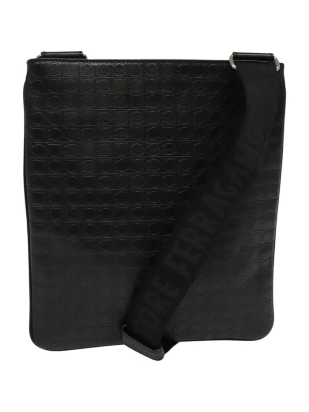 Salvatore Ferragamo Shoulder Bag Leather Black Silver